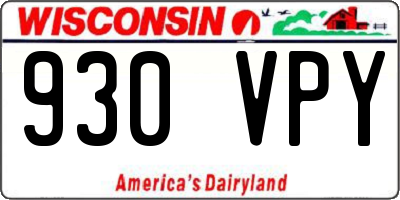 WI license plate 930VPY
