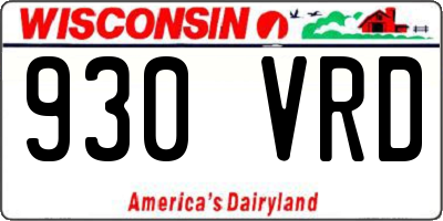 WI license plate 930VRD