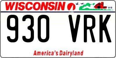WI license plate 930VRK