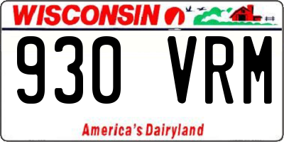 WI license plate 930VRM