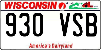 WI license plate 930VSB