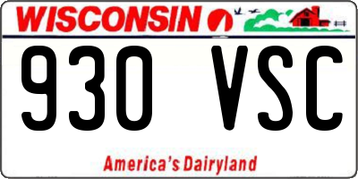 WI license plate 930VSC
