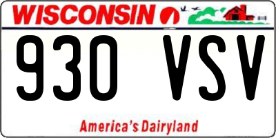 WI license plate 930VSV