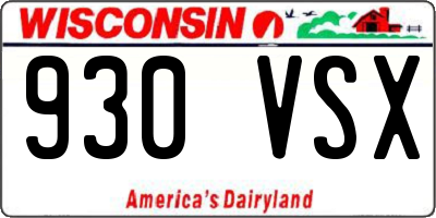 WI license plate 930VSX