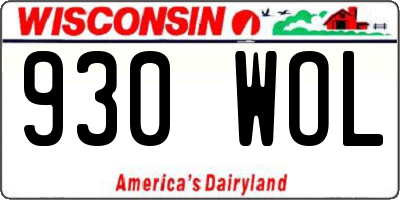 WI license plate 930WOL