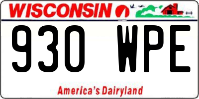 WI license plate 930WPE