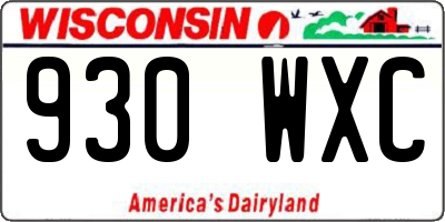 WI license plate 930WXC