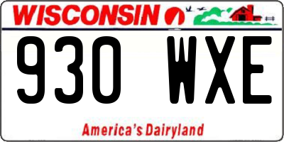 WI license plate 930WXE