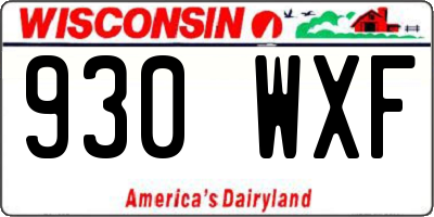 WI license plate 930WXF