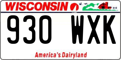 WI license plate 930WXK