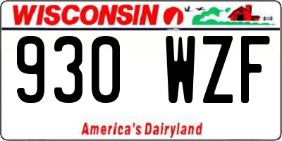 WI license plate 930WZF