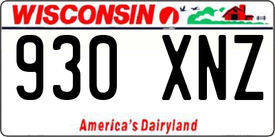 WI license plate 930XNZ