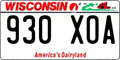 WI license plate 930XOA