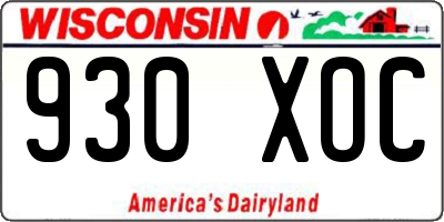 WI license plate 930XOC