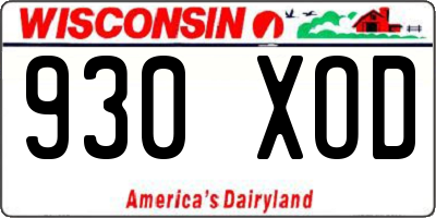 WI license plate 930XOD