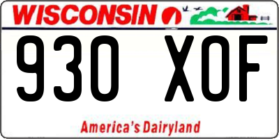 WI license plate 930XOF