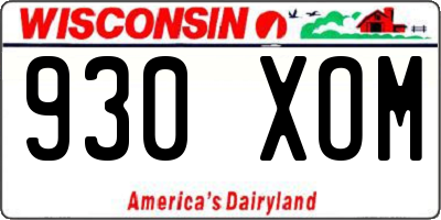 WI license plate 930XOM
