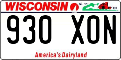 WI license plate 930XON
