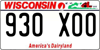 WI license plate 930XOO