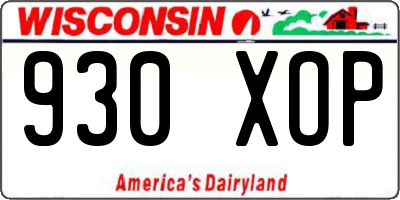 WI license plate 930XOP