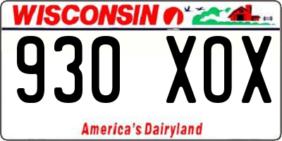 WI license plate 930XOX