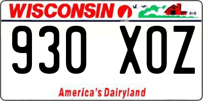 WI license plate 930XOZ