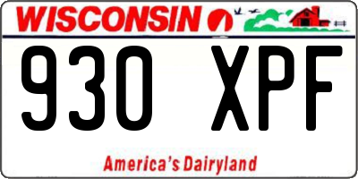 WI license plate 930XPF