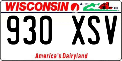 WI license plate 930XSV