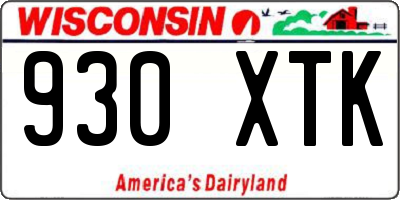 WI license plate 930XTK