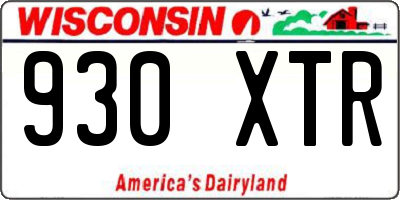 WI license plate 930XTR