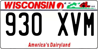 WI license plate 930XVM