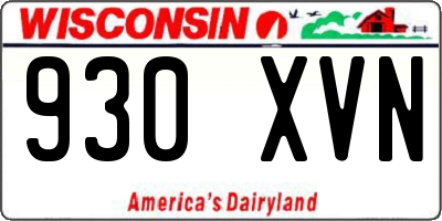 WI license plate 930XVN