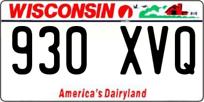 WI license plate 930XVQ