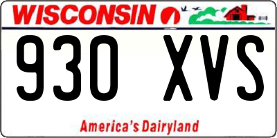 WI license plate 930XVS