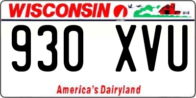 WI license plate 930XVU