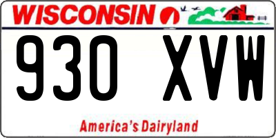 WI license plate 930XVW