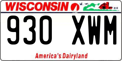 WI license plate 930XWM