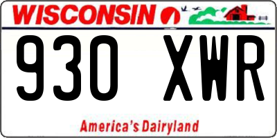 WI license plate 930XWR