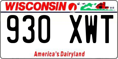 WI license plate 930XWT