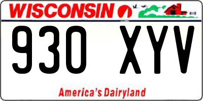 WI license plate 930XYV
