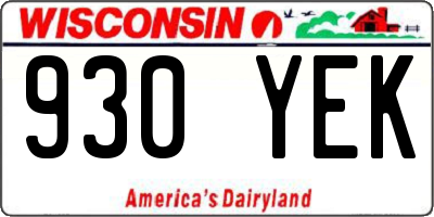 WI license plate 930YEK