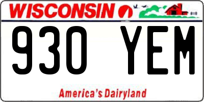 WI license plate 930YEM