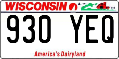 WI license plate 930YEQ