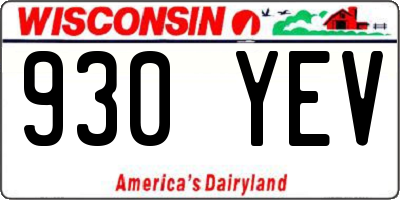 WI license plate 930YEV
