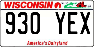 WI license plate 930YEX