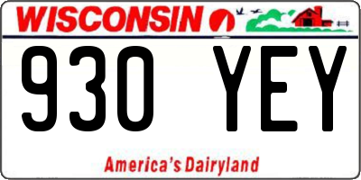 WI license plate 930YEY