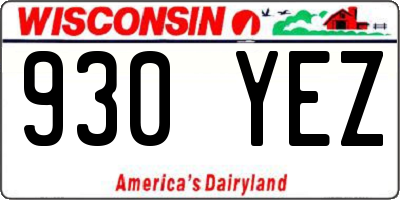 WI license plate 930YEZ