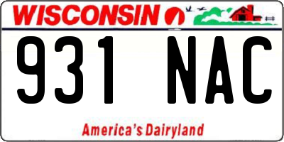 WI license plate 931NAC