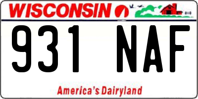 WI license plate 931NAF