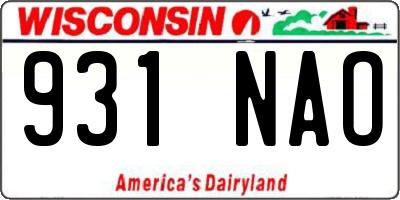 WI license plate 931NAO